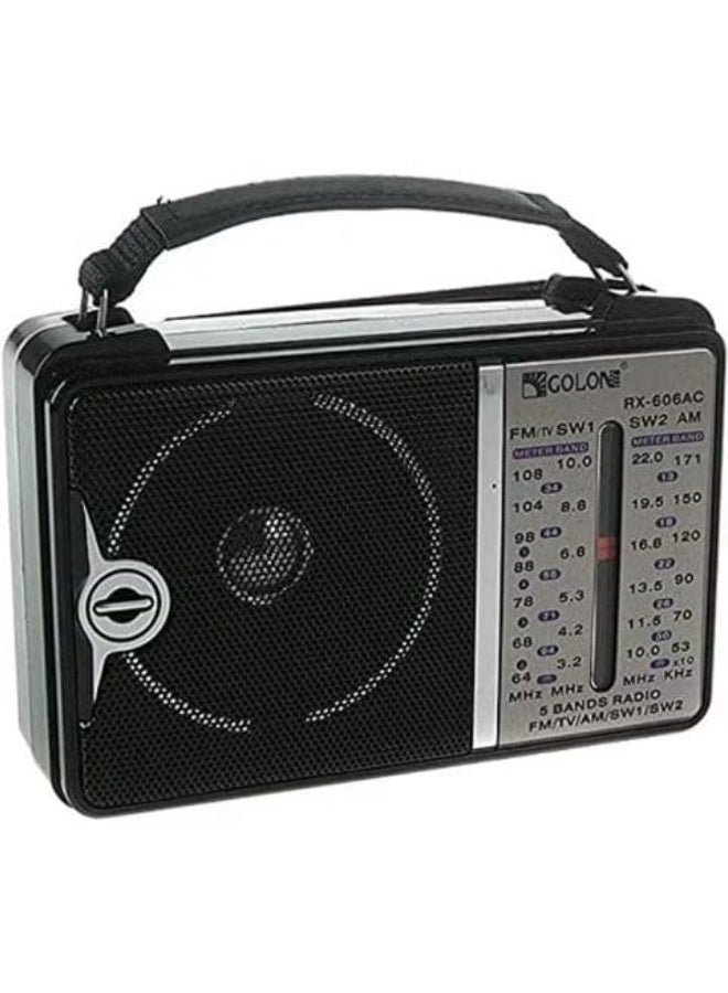 راديو كلاسيكي RX-606AC – استقبال موجات AM/FM/SW1/SW2 – تشغيل كهربائي وبطاريات.